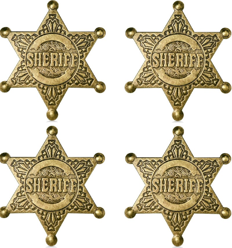 iMagitek 4 Pcs Metal Sheriff Badge, Western Deputy Sheriff Badge, Western Cop Star Badge, Old West Prop, Western Police Vest Badge - Image 1